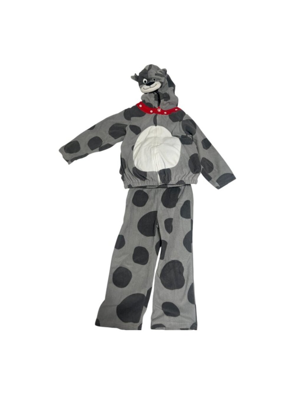 Puppy Dog Costume Toddler Youth Size 4T Halloween Gray Spotted  Zip Up Hood Pant - Picture 9 of 14